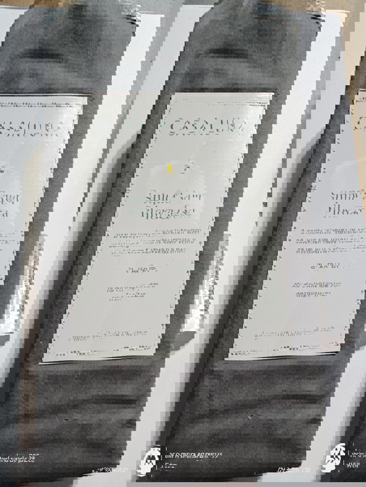 Casaluna SATEEN  100% Cotton Standard/Queen- Dark Grey Color -Pillowcase Set