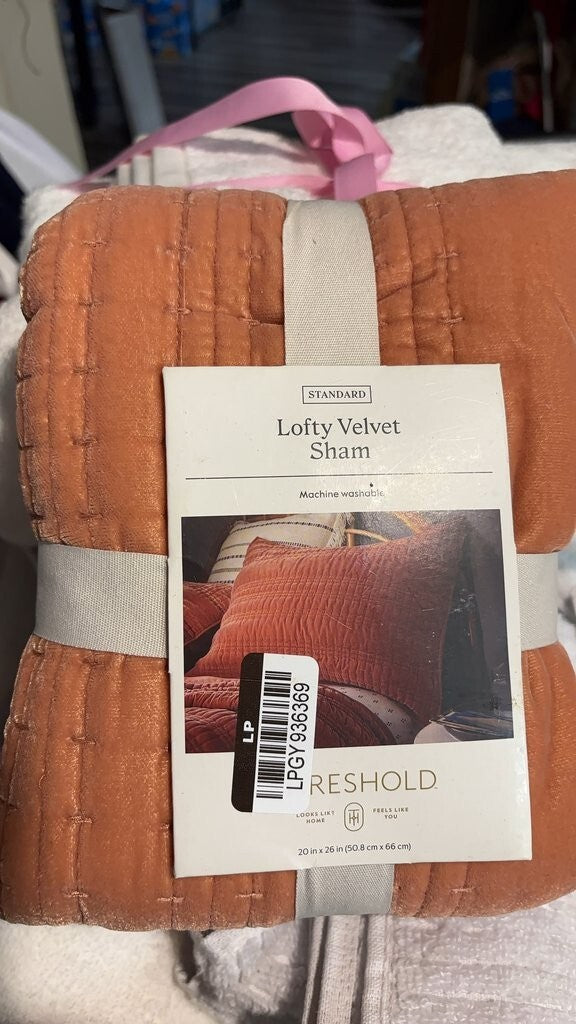 Threshold Lofty Velvet Sham Rust Standard 20x26 New