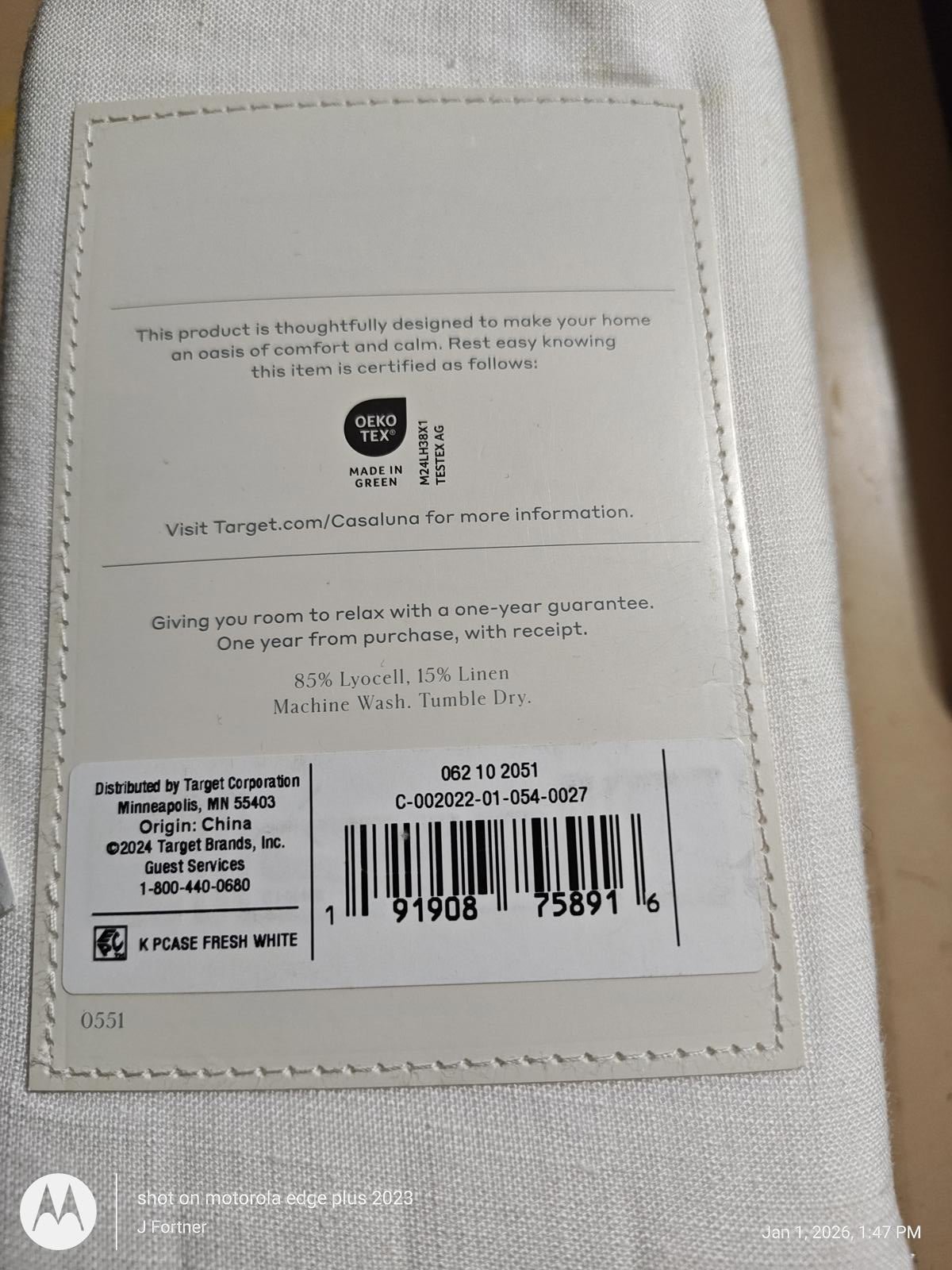 Casaluna King  Linen Blend White Color -Pillowcase Set