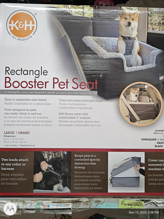 Rectangle Booster Pet Seat designed for comfort and safety, featuring a cozy gray interior and durable exterior.