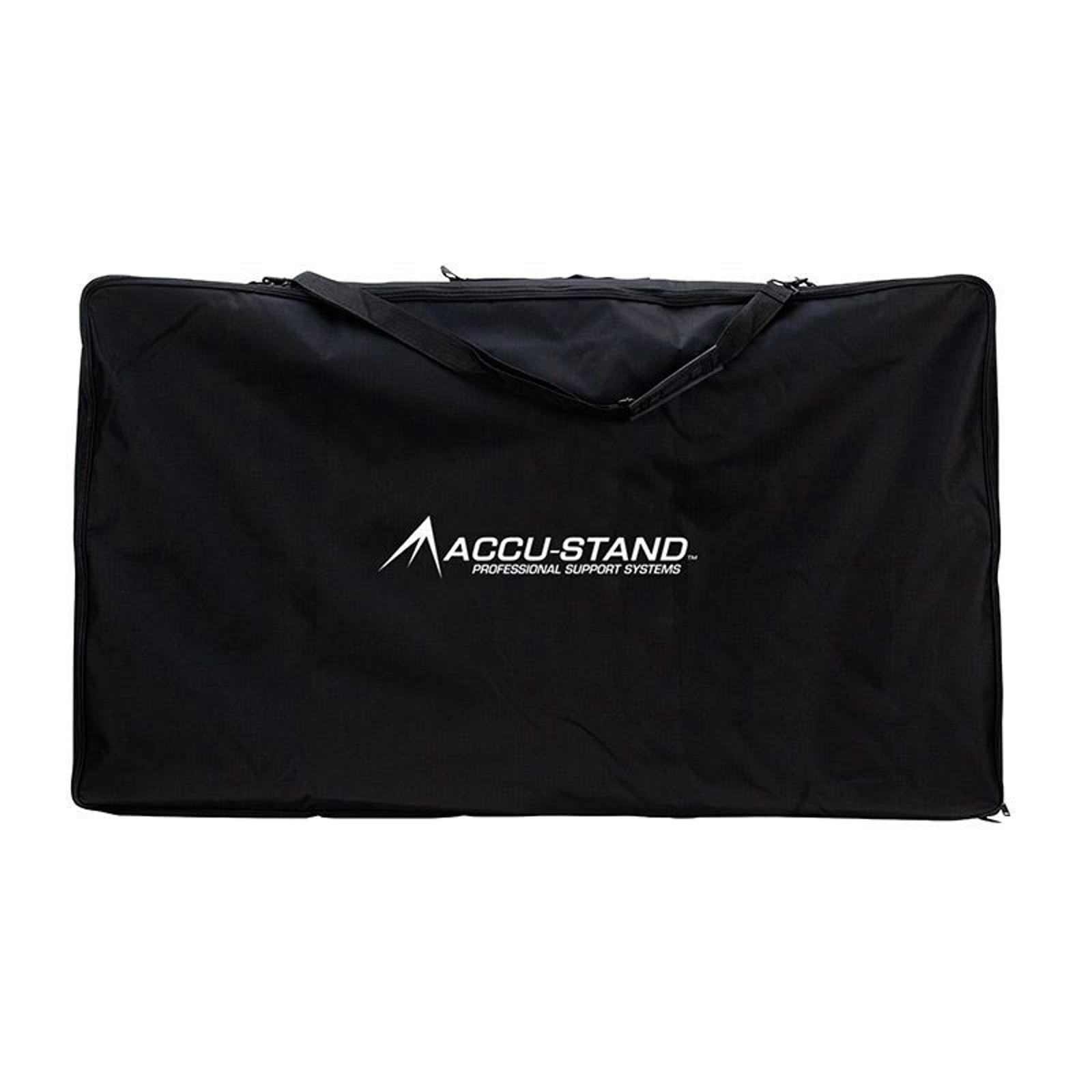 Accu-Stand carrying bag featuring a durable black design with a logo.