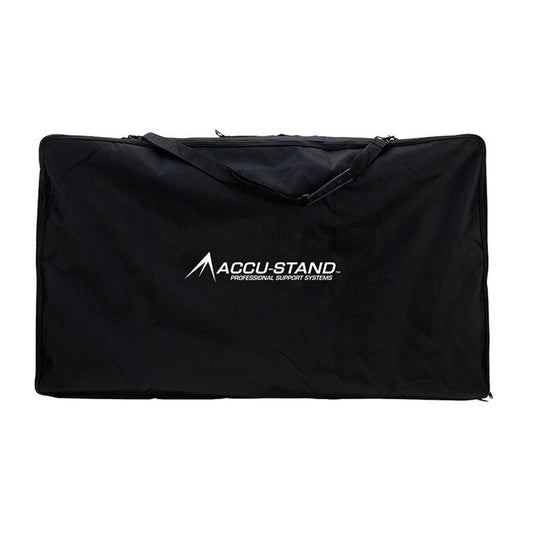 Accu-Stand carrying bag featuring a durable black design with a logo.