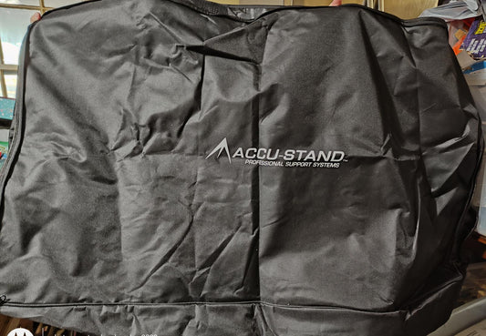 AccuStand durable black carrying case with logo for portable support systems.