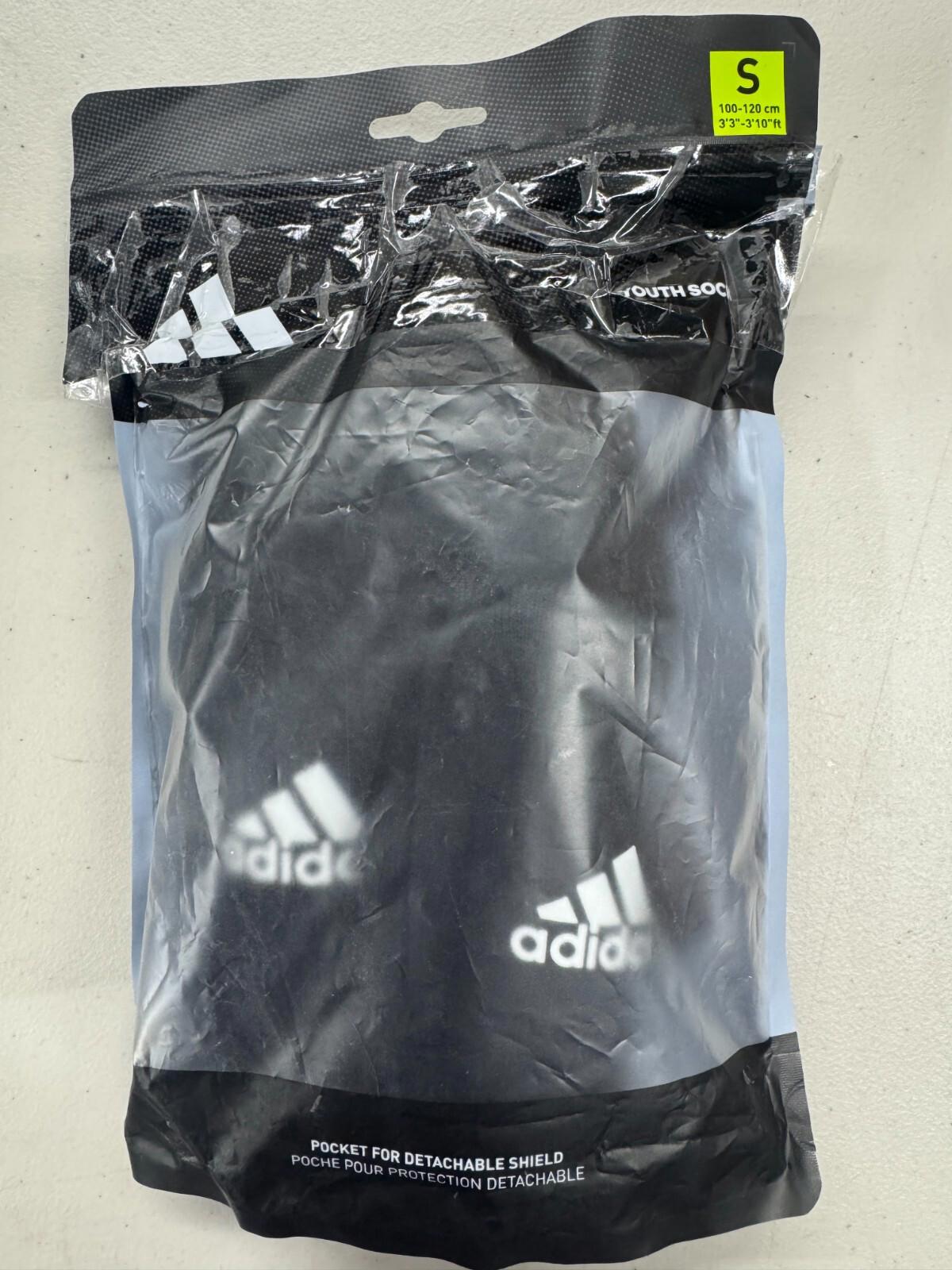 Adidas sports sleeves in packaging, featuring detachable shield and size small.