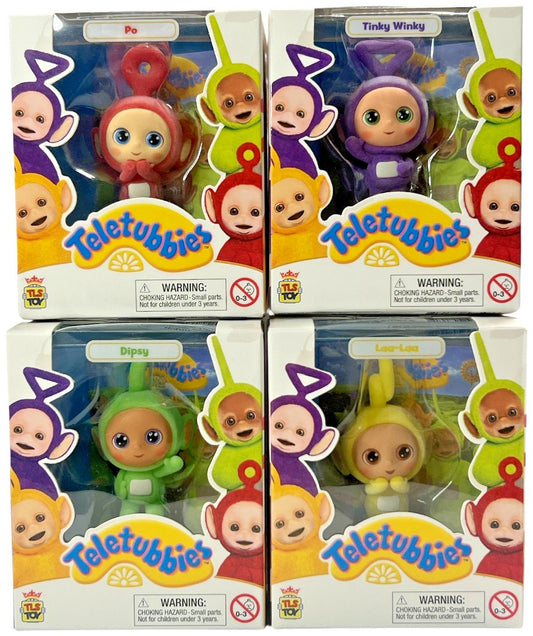 Teletubbies TLS CheeBee Set of 4 Flocked Mini Figures 2.5" Tinky Winky Po Dipsy
