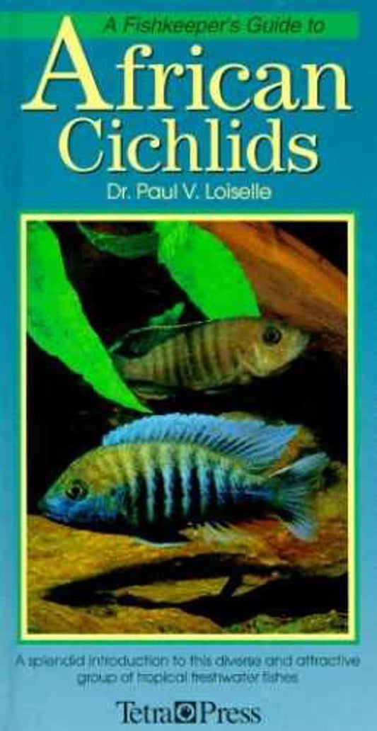 African Cichlids book cover featuring colorful tropical fish and detailed illustrations.