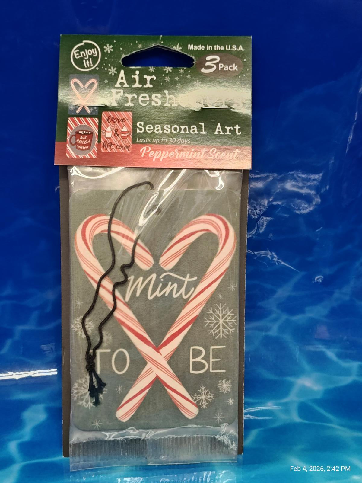 Air Fresh Seasonal Art Peppermint Scent featuring candy cane design and mint text.