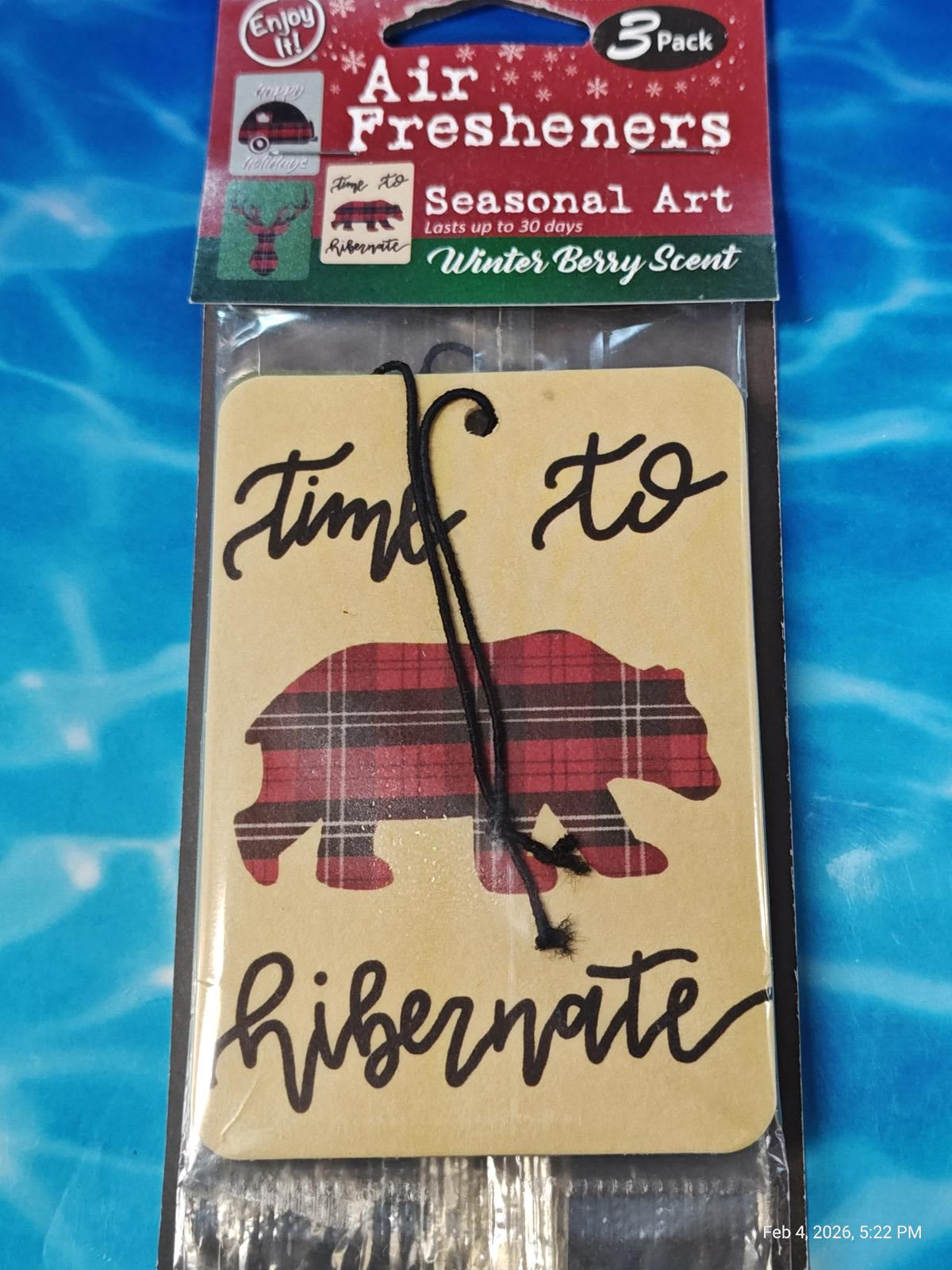 Air Fresheners featuring a bear design with a winter berry scent, perfect for seasonal decor.