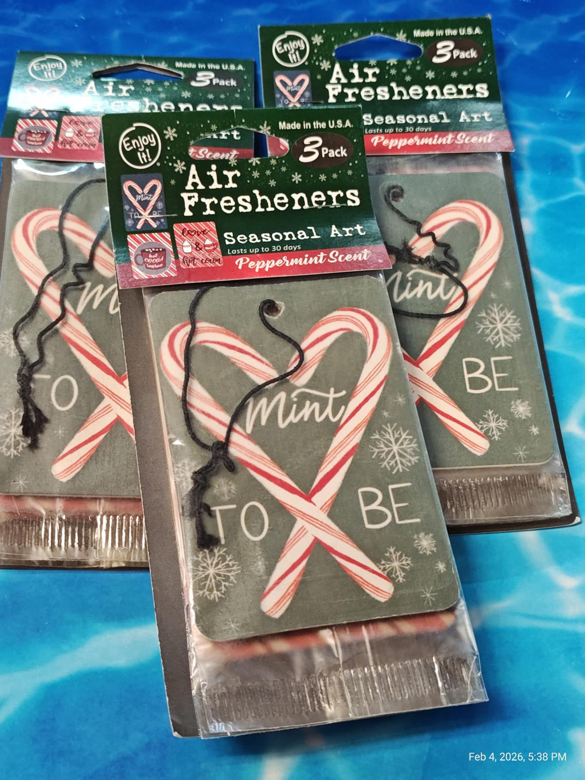Air Fresheners seasonal art featuring peppermint scent and candy cane design.