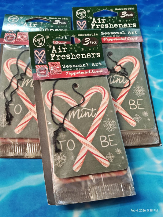 Air Fresheners seasonal art featuring peppermint scent and candy cane design.