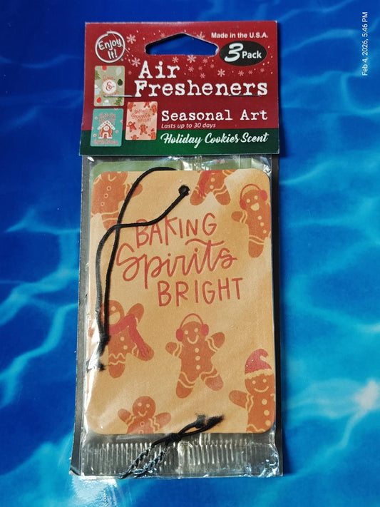 Air Fresheners Seasonal Art featuring holiday cookie scent with gingerbread design.