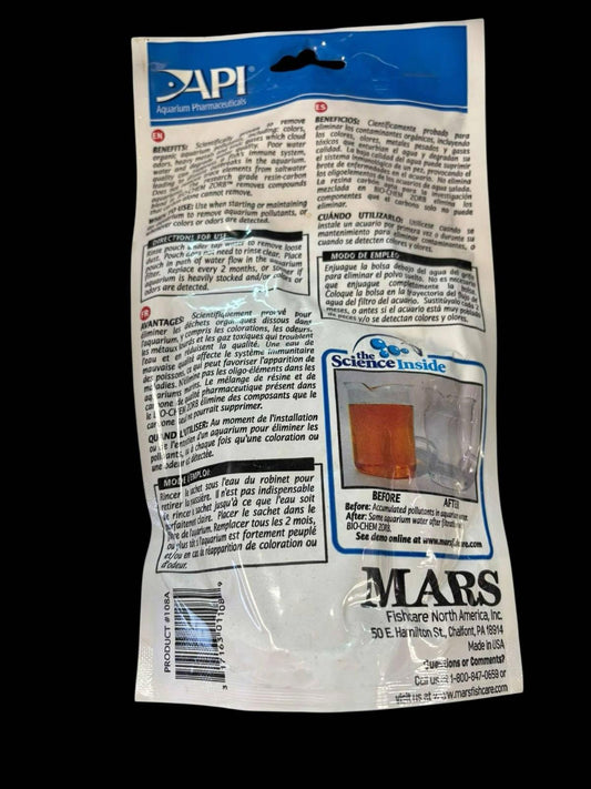 API Mars fish food packaging with detailed instructions and a clear view of the product inside.