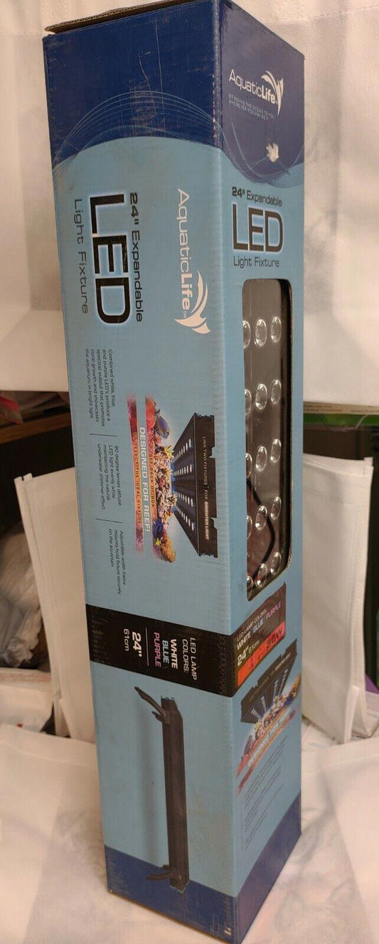 AquaticLife 84-inch expandable LED light fixture with colorful display and sleek design.