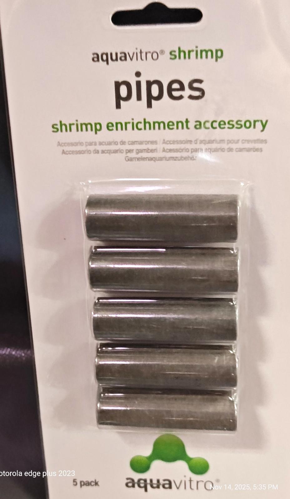 Aquavitro Shrimp pipes for shrimp enrichment, five-pack accessory for aquariums.