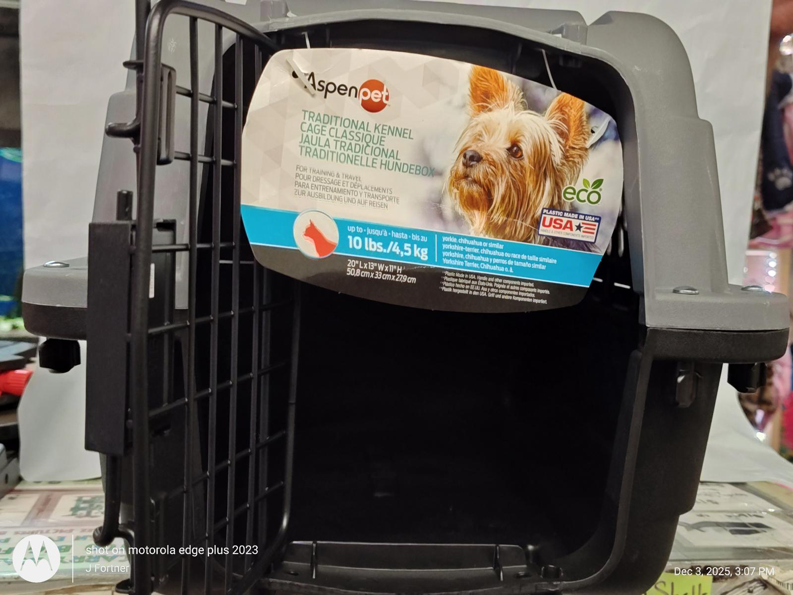 Aspen Pet dog carrier with a sturdy design and a secure door for pet safety.