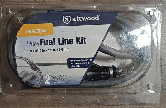 Attwood 5/16 in fuel line kit with two connectors for reliable fuel transfer.