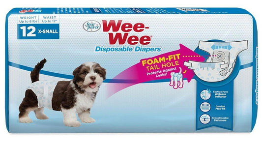 Four Paws Wee-Wee Super Absorbent Disposable Dog Diapers, Extra Small (12 Count)