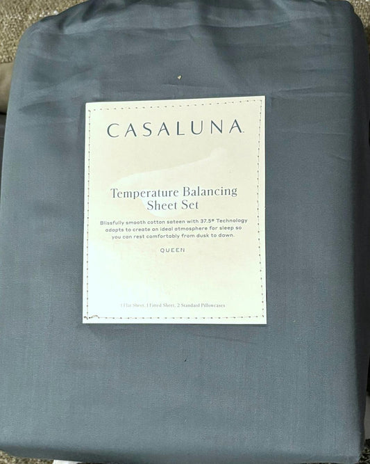 NEW Casaluna Percale FULL Sateen Solid Sheet Set Full 100% Cotton Green