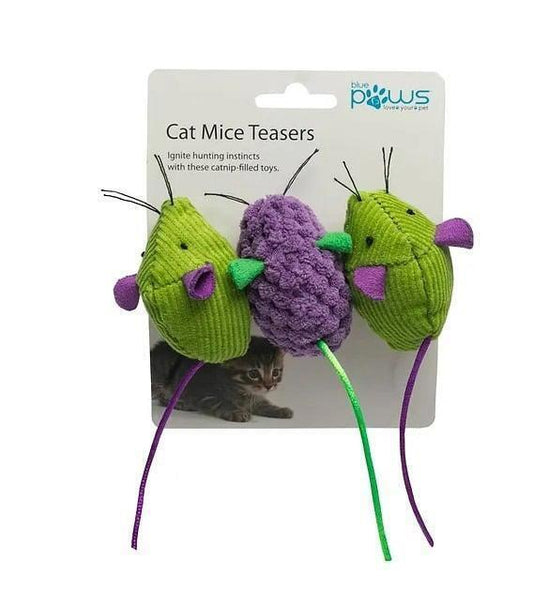 blue paws Cat Mice Teasers Set of 3