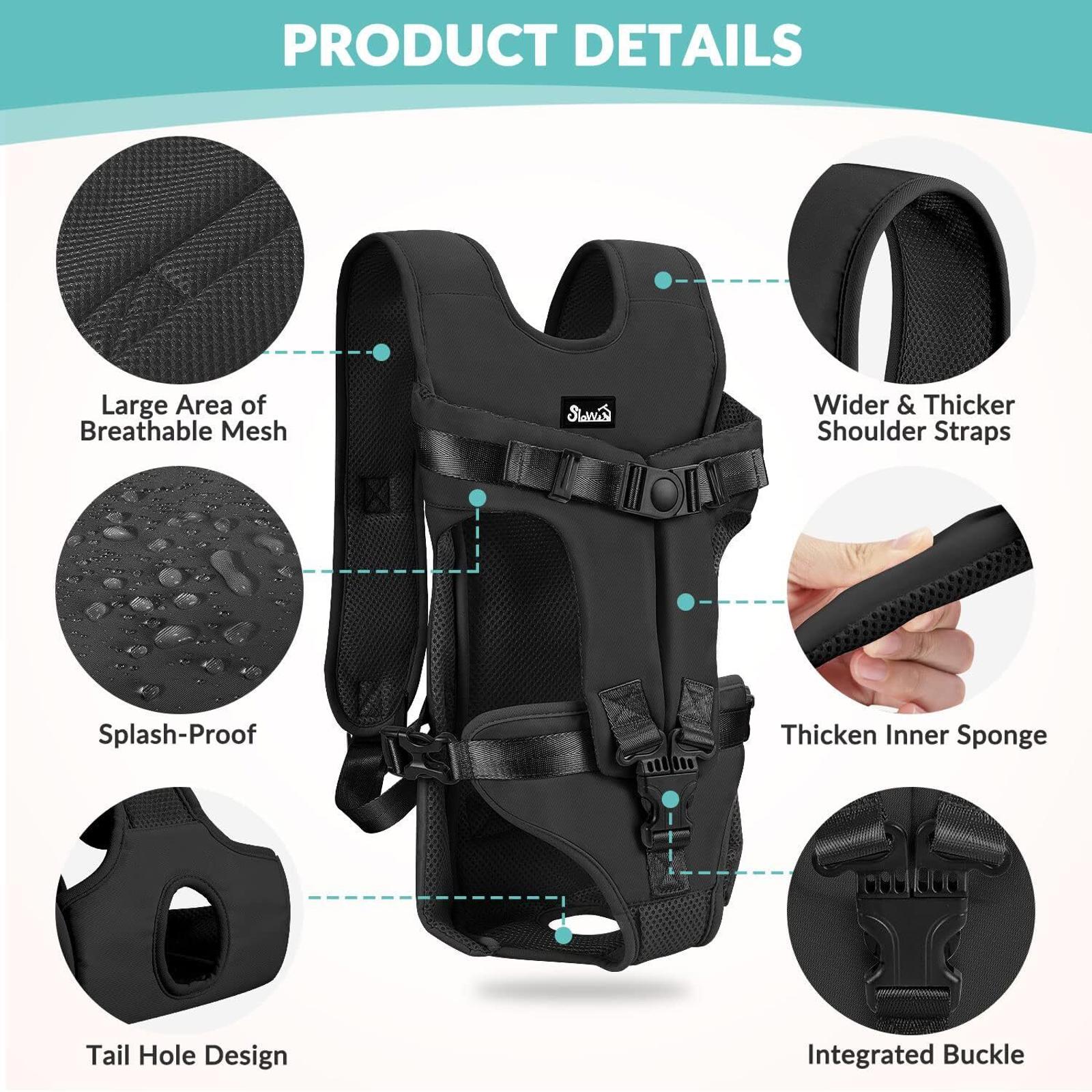 Baby Carrier with breathable mesh, wider shoulder straps, and splash-proof design for comfort.