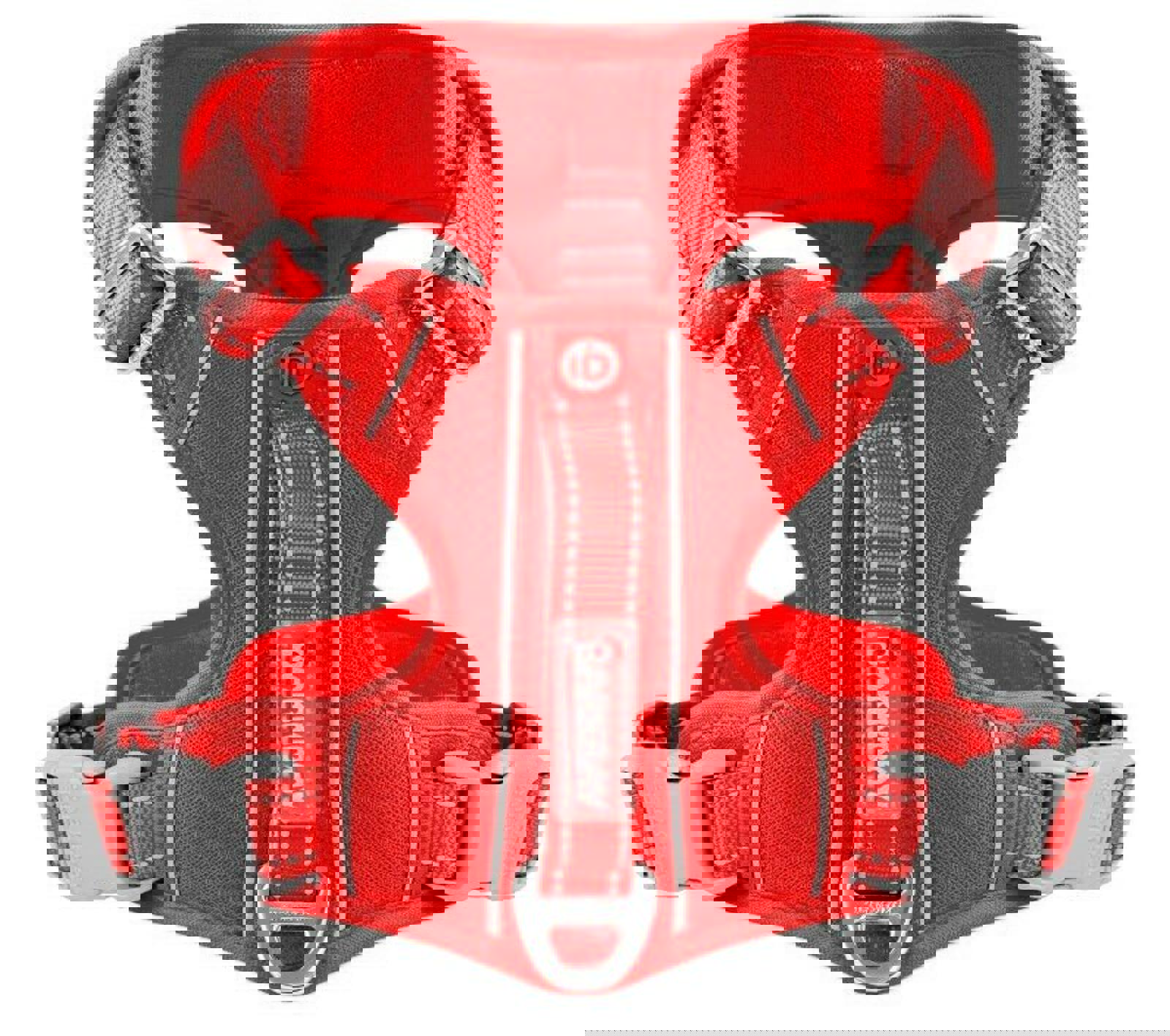 Barkbay red dog harness with adjustable straps and padded design for comfort.