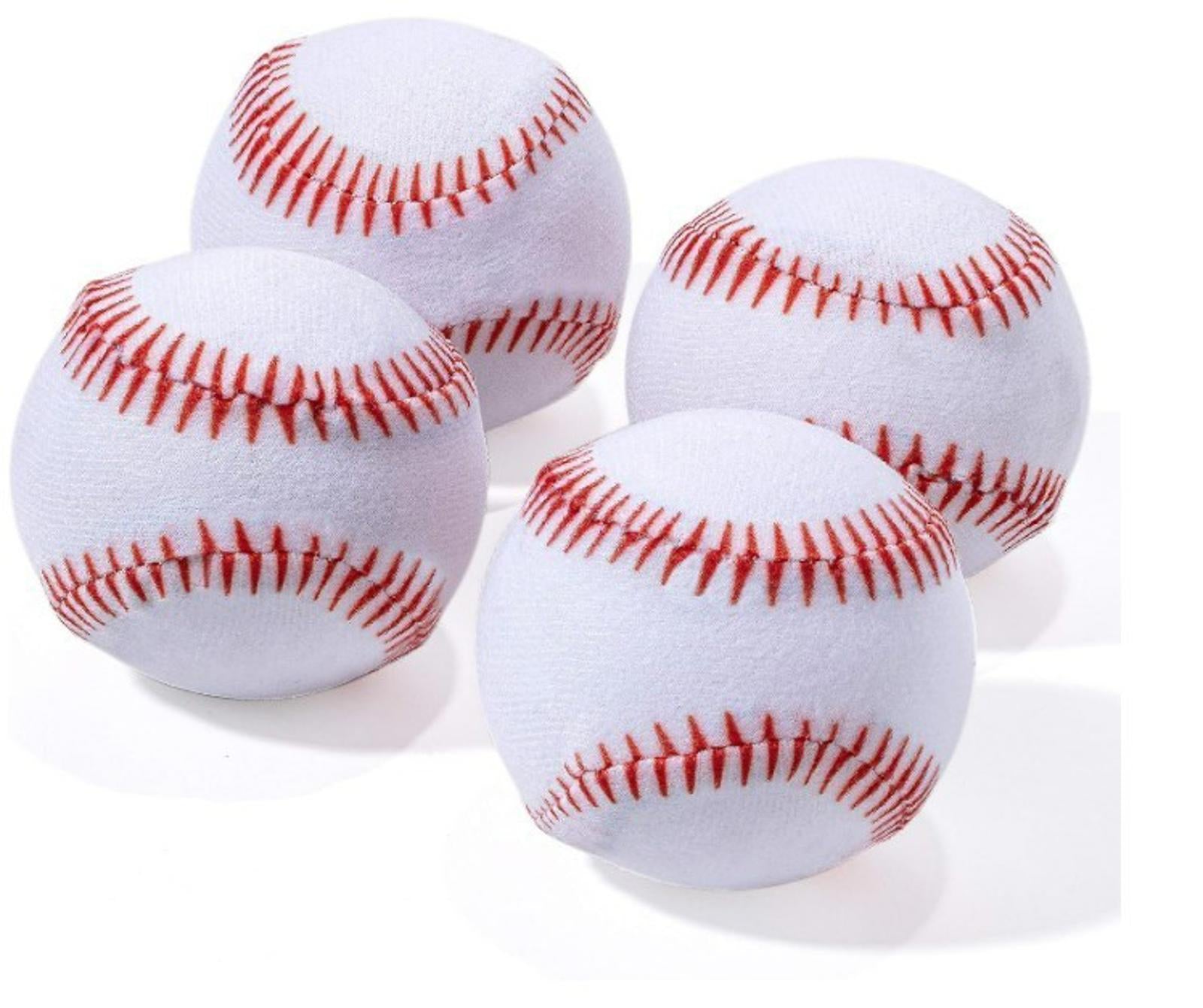 Baseball set featuring four white baseballs with red stitching.