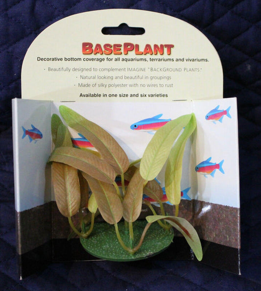 BasePlant decorative aquarium plant with green leaves and a textured base for natural look.