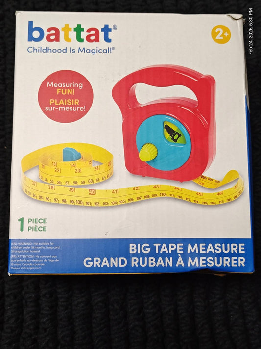 Battat Big Tape Measure in red and yellow, ideal for measuring fun activities.