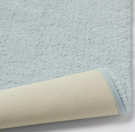 Threshold Spa Plush 21 " by 34" Bath Rug Non-Slip Backing , Light Blue