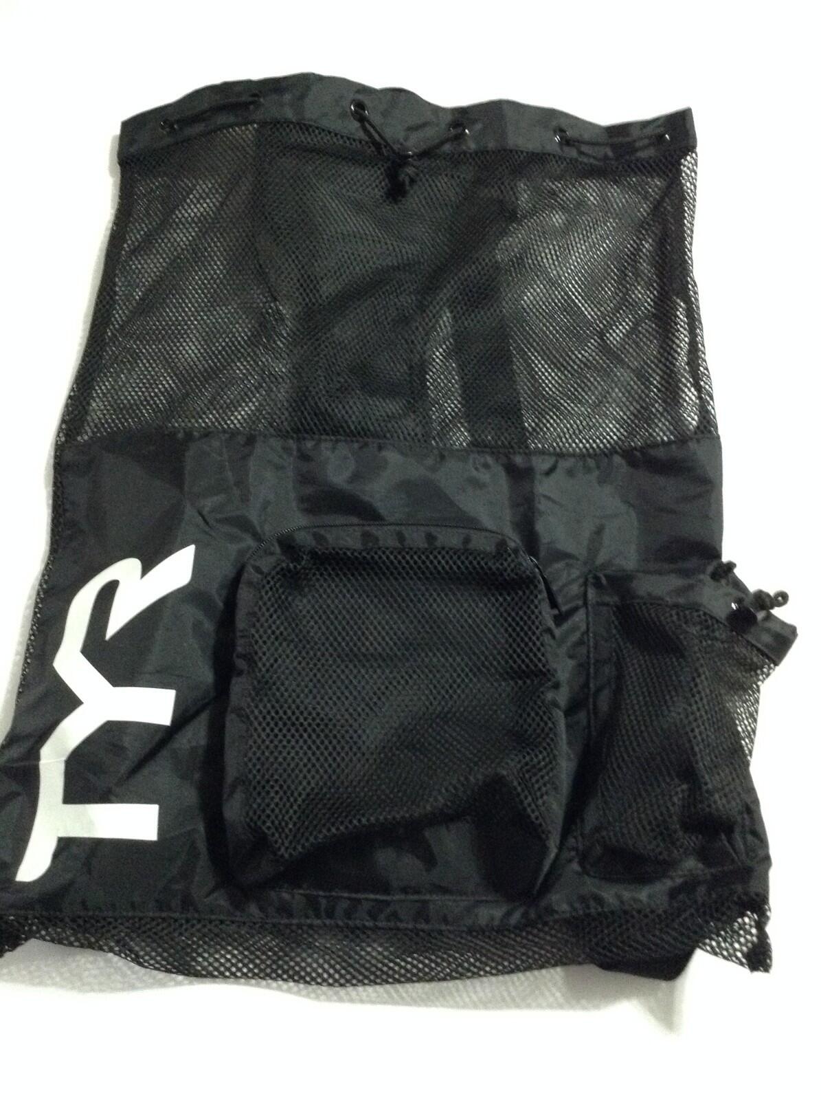 TYR Big Mesh Mummy Backpack Black Swim Bag Gym Drawstring