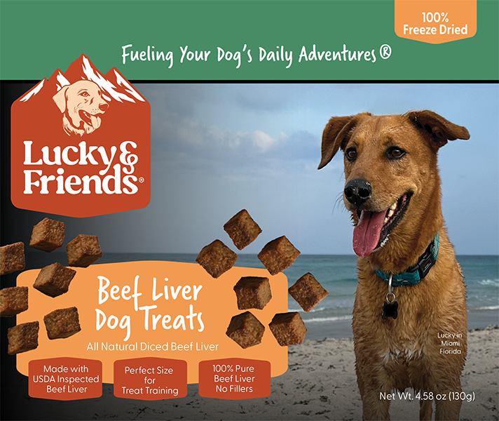 Beef Liver Dog Treats by Lucky & Friends, made with USDA inspected beef liver, perfect for training.
