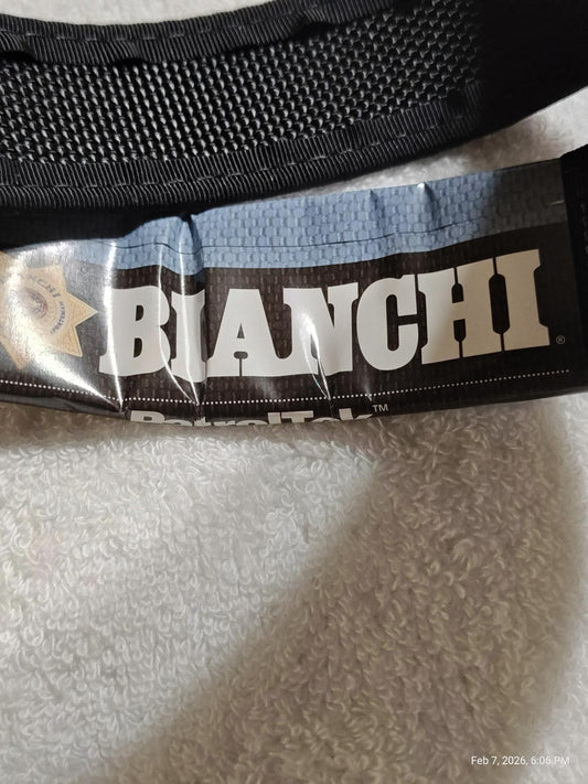 Bianchi product label featuring bold lettering and a black background.