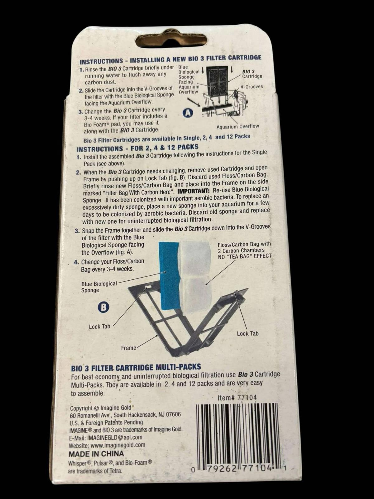 Big 3 Filter Cartridge installation instructions on a packaging back, featuring detailed steps and diagrams.