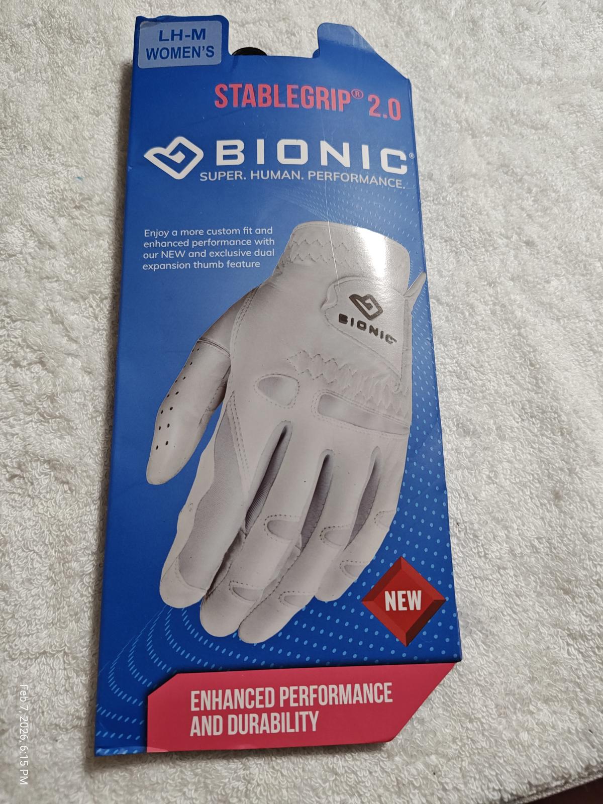 Bionic StableGrip 2.0 women's golf glove in white, designed for enhanced performance and durability.