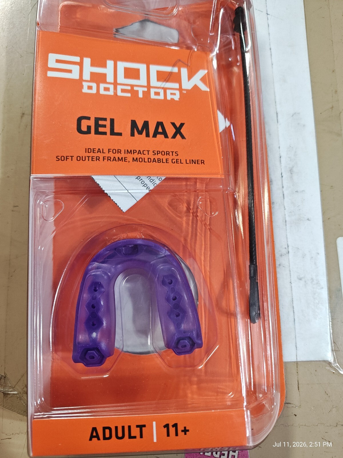 Shock Doctor Gel Max Classic Mouth Guard - Adult 11+ Purple