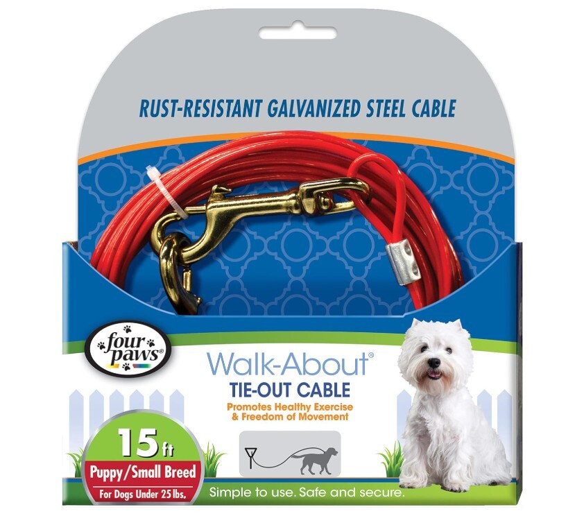 Four Paws Puppy Dog Tie Out Cable Red Puppy (15 Feet)