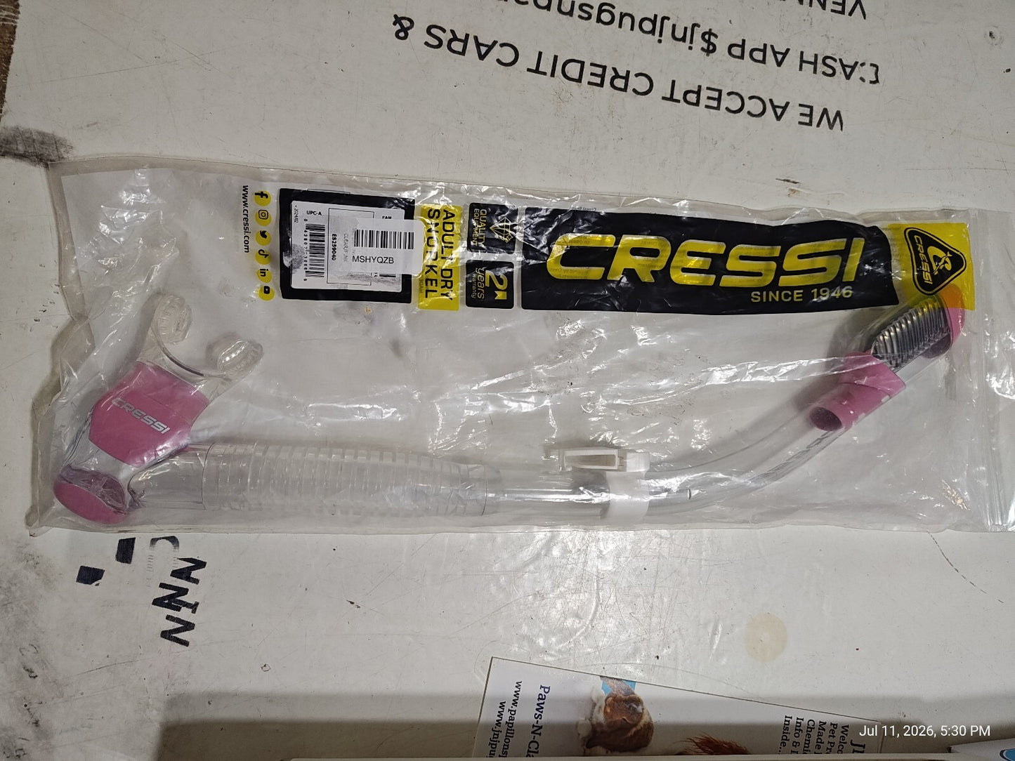 Cressi Supernova Dry Adult Size Snorkel-Pink