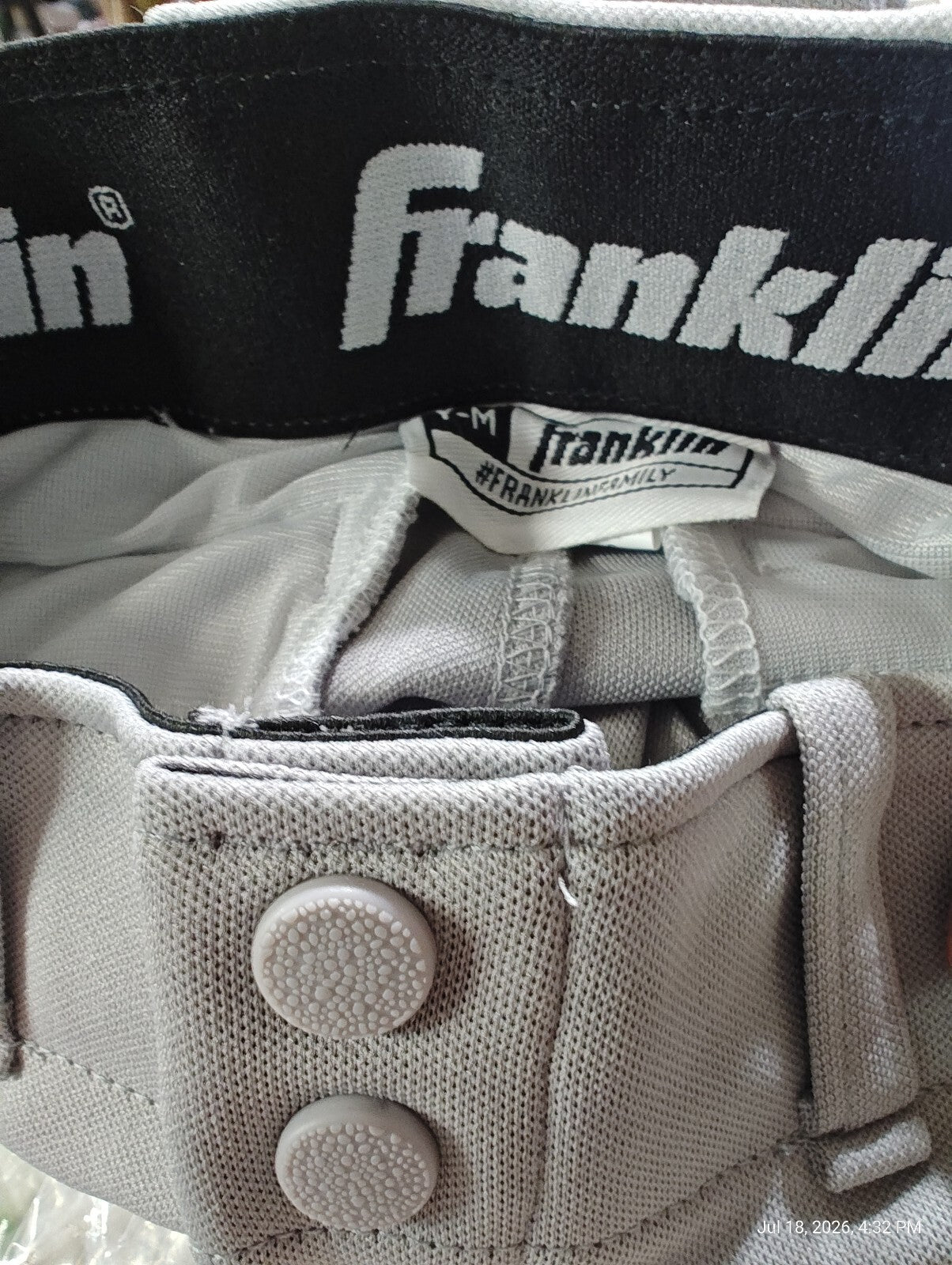 Franklin Deluxe Baseball- Softball Pants Youth Medium Gray