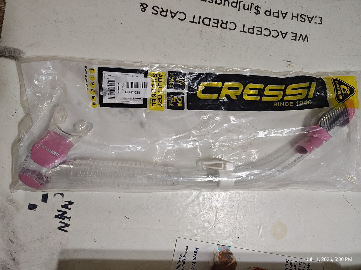 Cressi Supernova Dry Adult Size Snorkel-Pink