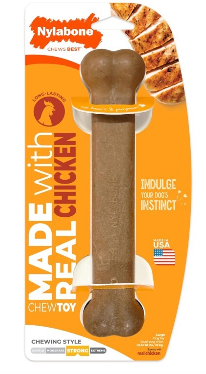 Strong Chew Original Bone Dog Toy Made with Real Chicke