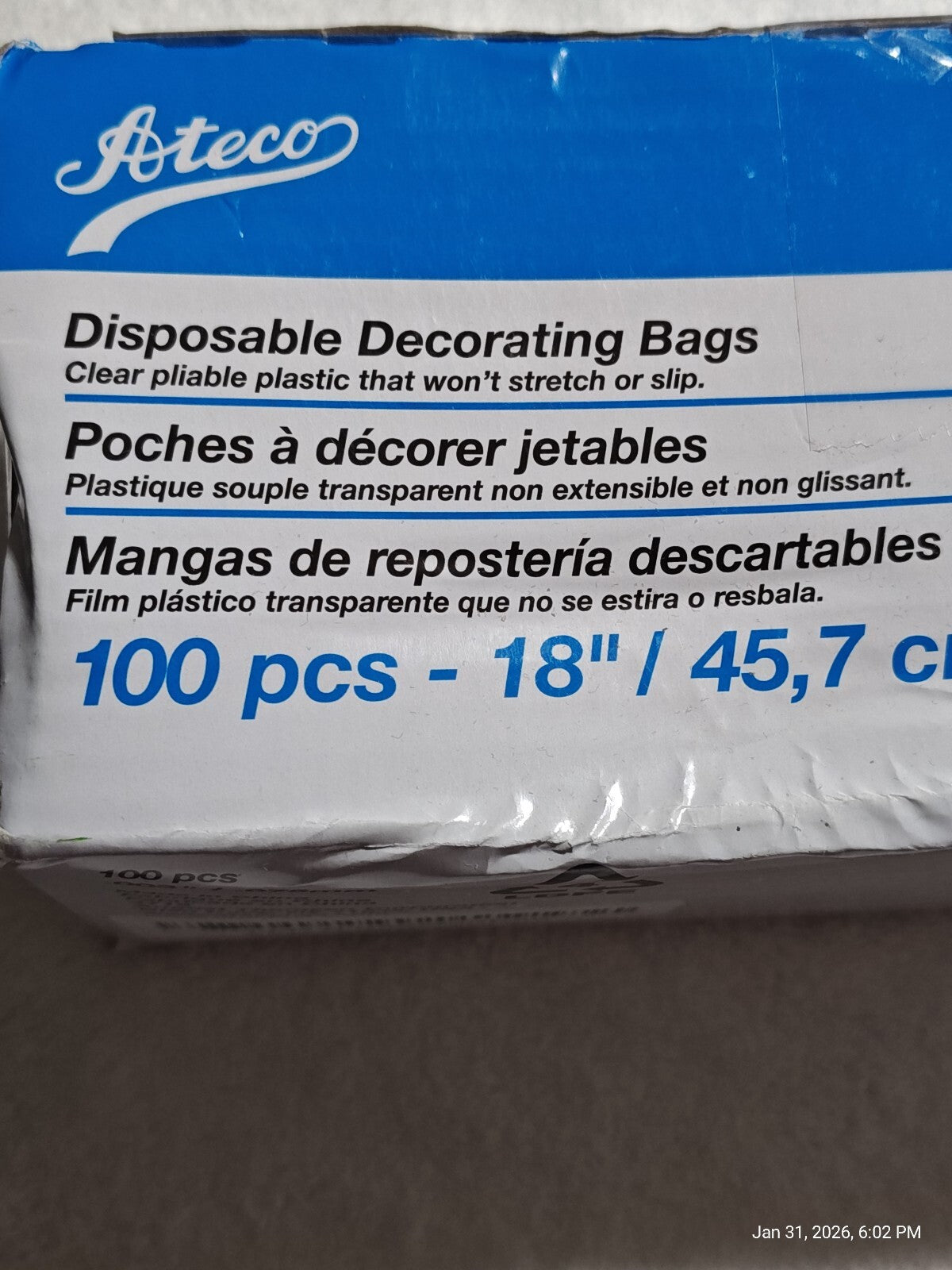 Ateco 18-Inch Disposable Decorating Bags, Pack of 100