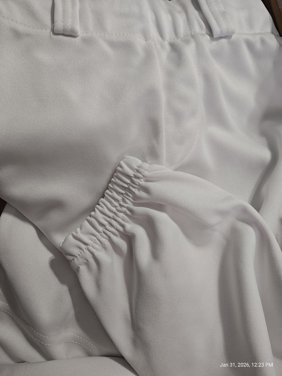 Easton Boy's  Baseball Pants Youth Sizes Full Length  Elastic Bottom White