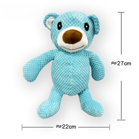 Blue Bear Plush Toy, soft and cuddly, measuring 27cm in height and 22cm in width.