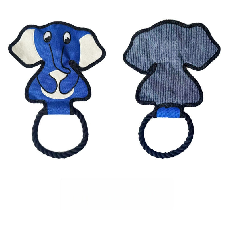 Blue Dog Toy with Rope Handle featuring a playful dog face design.