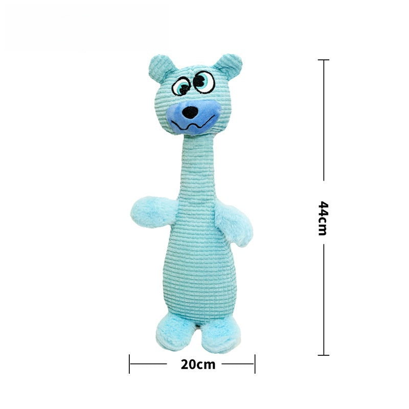 Blue Plush Toy Bear with long neck and big eyes, measuring 44cm tall.
