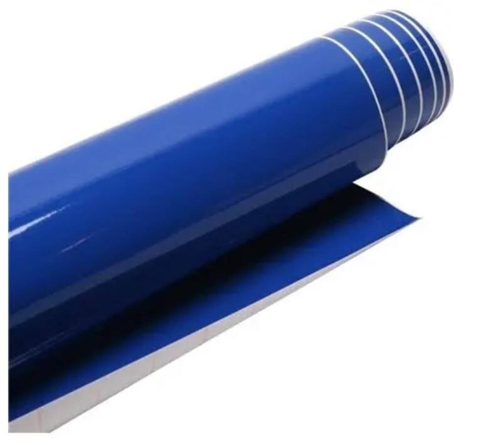 Blue vinyl roll with glossy finish, ideal for crafting and signage.