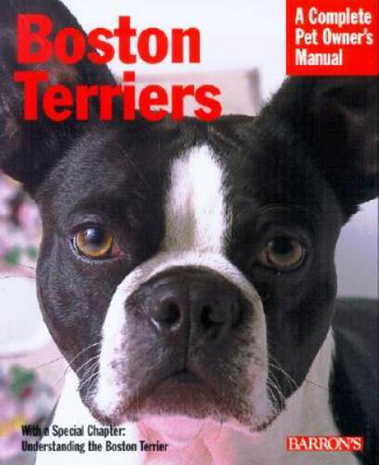 Boston Terriers book cover featuring a close-up of a Boston Terrier's face.