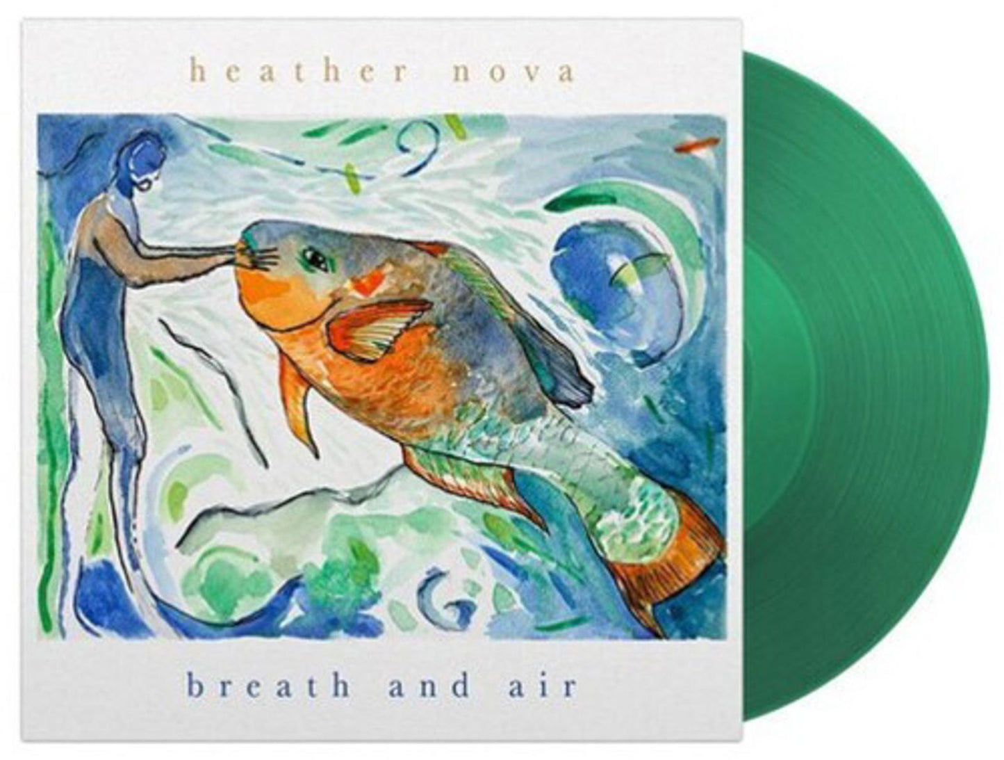 Breath and Air by Heather Nova features a vibrant green vinyl and colorful artwork.