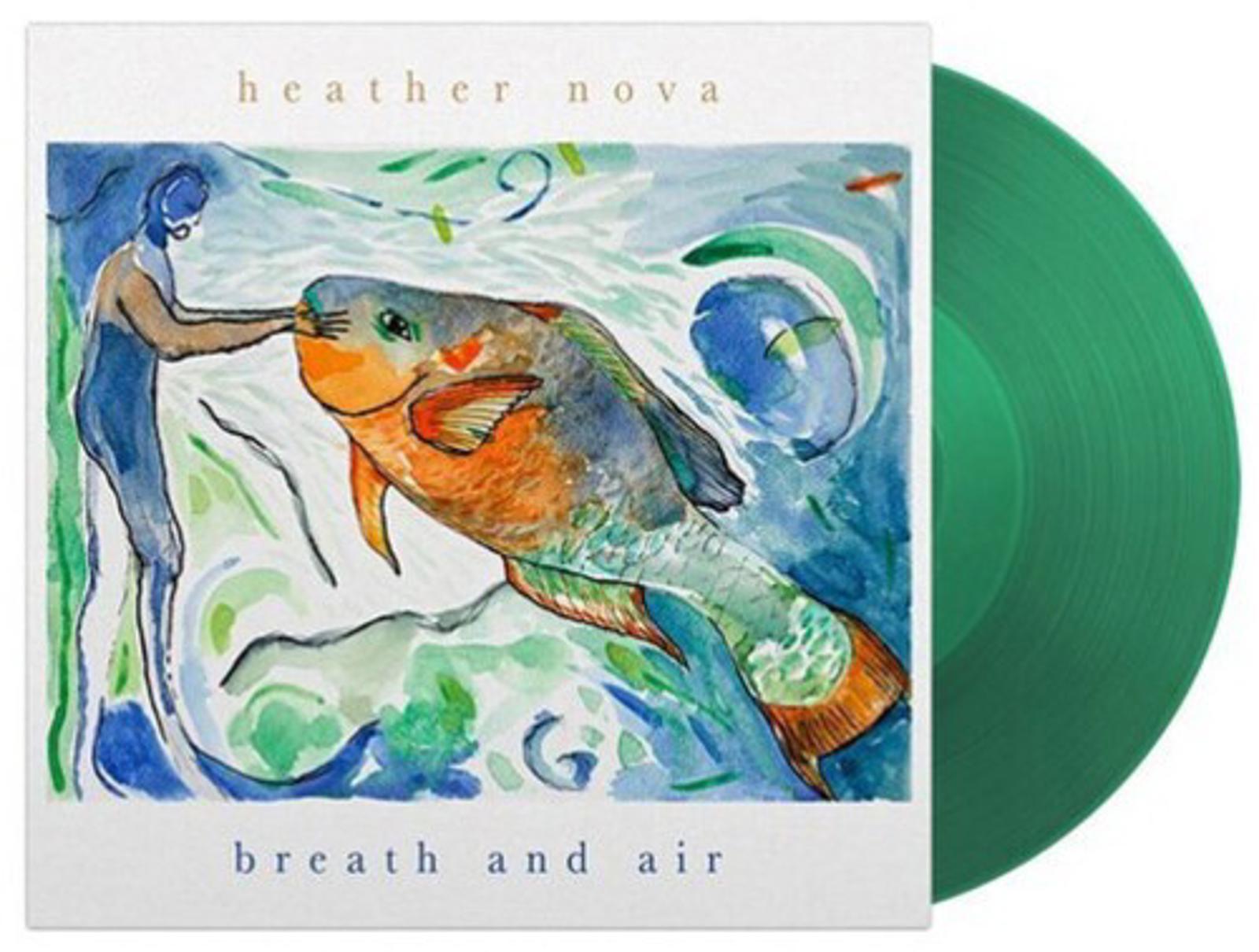 Breath and Air by Heather Nova features a vibrant green vinyl and colorful artwork.
