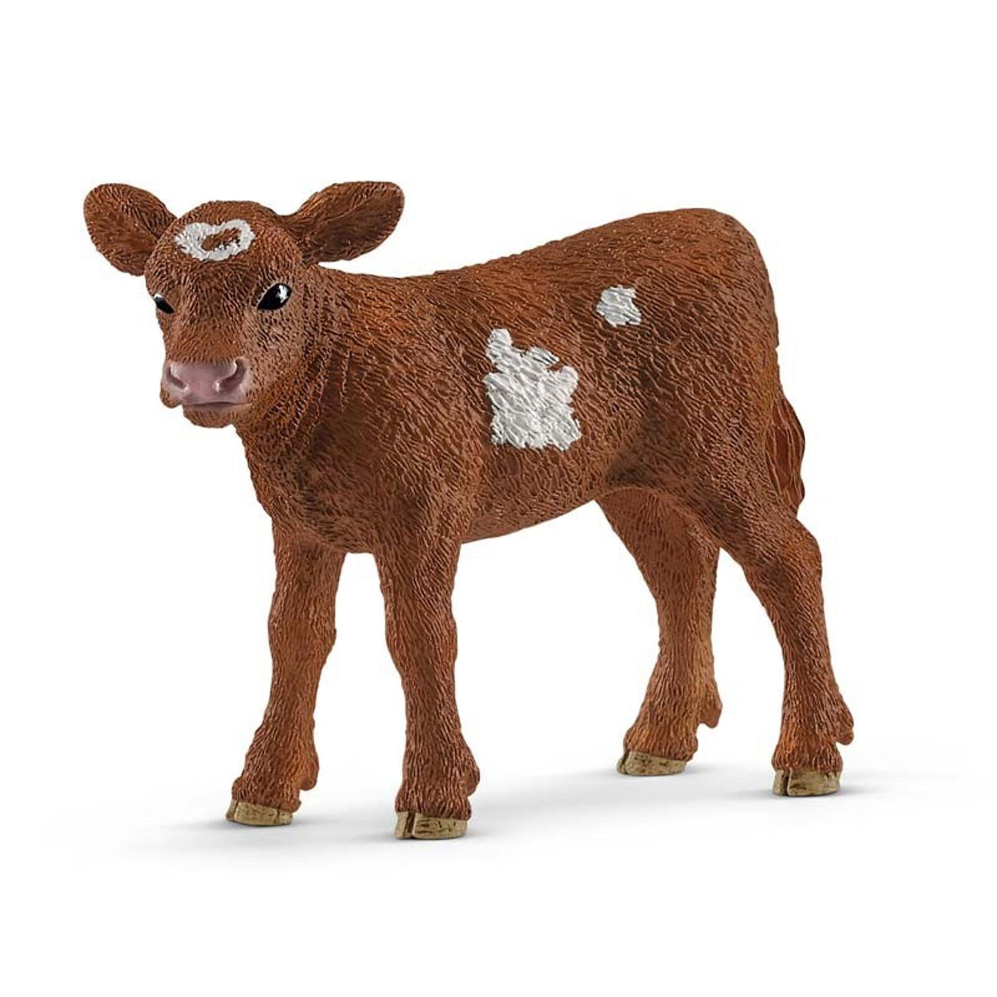 Brown Calf figurine with white spots, perfect for play or display.